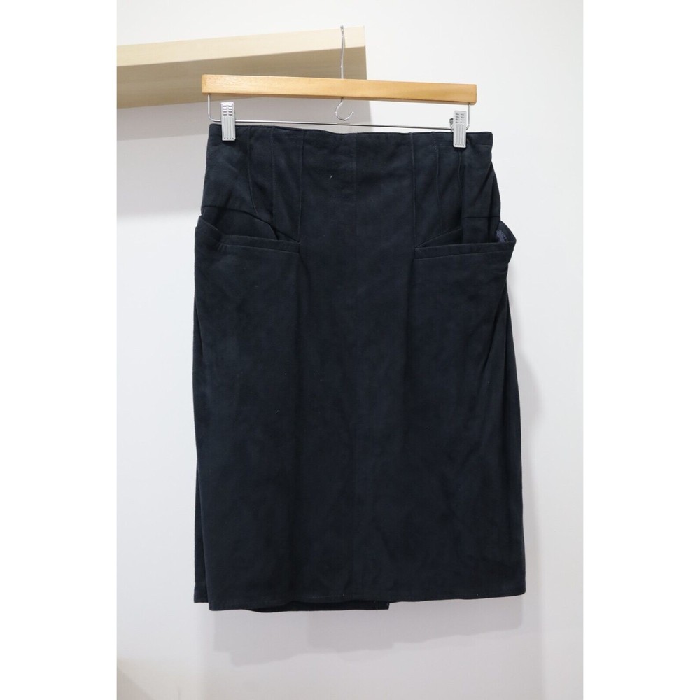 NWT Vakko Womens Size 12 Skirt Blue Suede Knee Length Vintage Academia 90s Y2K